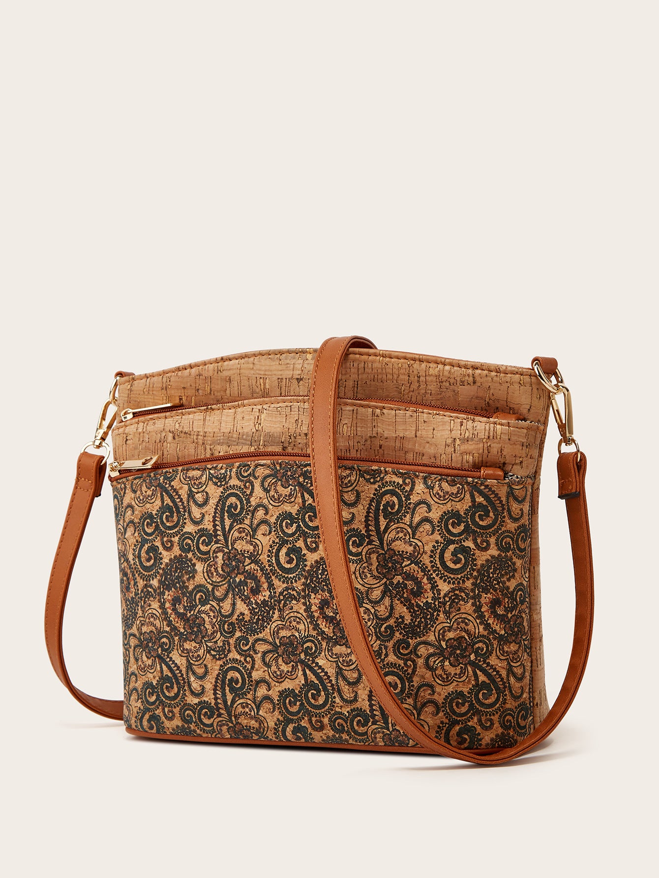 Pocket & Purpose® Artisan Triple-Zip Cork Crossbody