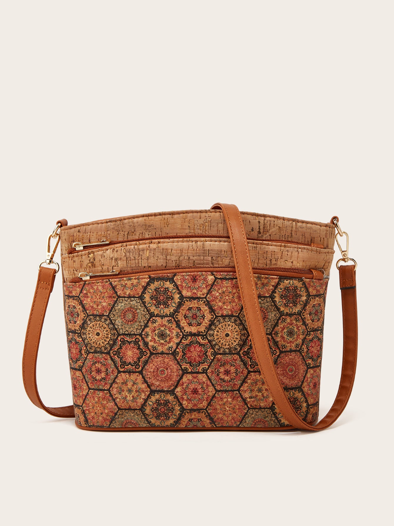 Pocket & Purpose® Artisan Triple-Zip Cork Crossbody