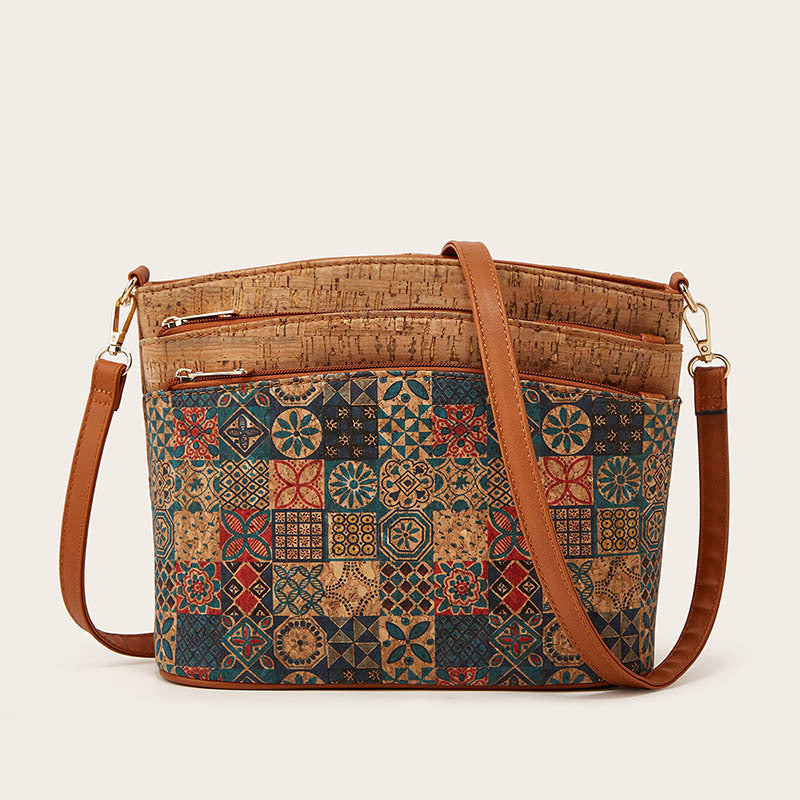 Pocket & Purpose® Artisan Triple-Zip Cork Crossbody