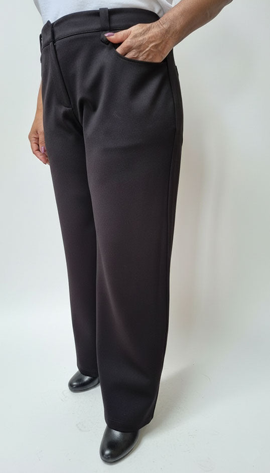 high_waisted_stretchy_womens_work_trousers_pants_pocket_and_purpose_black_large_three_quarter_view_of_work_trousers_pants_wide_view